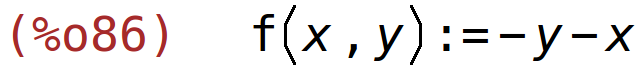 (%o86)	f(x,y):=-y-x